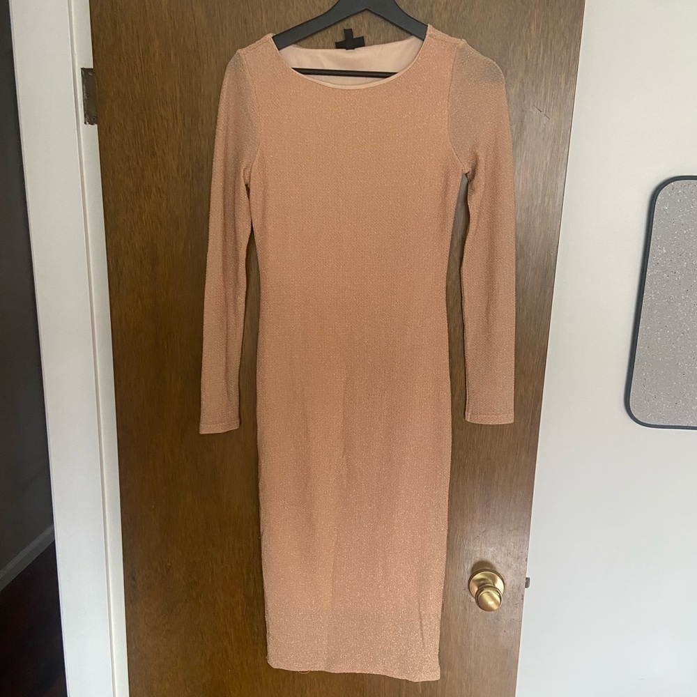 Glittery Gold Long Sleeve Dress